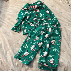 Nick & Nora Skiing Snowmen Baby Flannel Pajama Set Size 12M Christmas Holiday